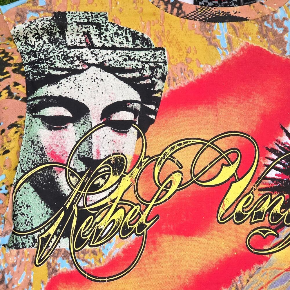 Rebel Vengeance All-Over Print Painting Style Artistic Tee T-Shirt Men's Sz L - Picture 8 of 9